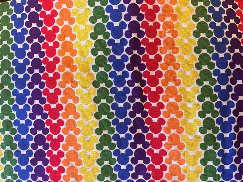 Disney Rainbow Mickey Cotton Fabric 1.5 yds x 46"