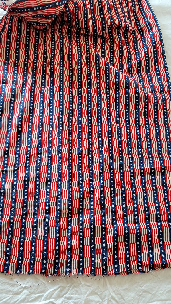 Red, White and Blue Stars and Stripes Print Cotton 2 2/3 Yards