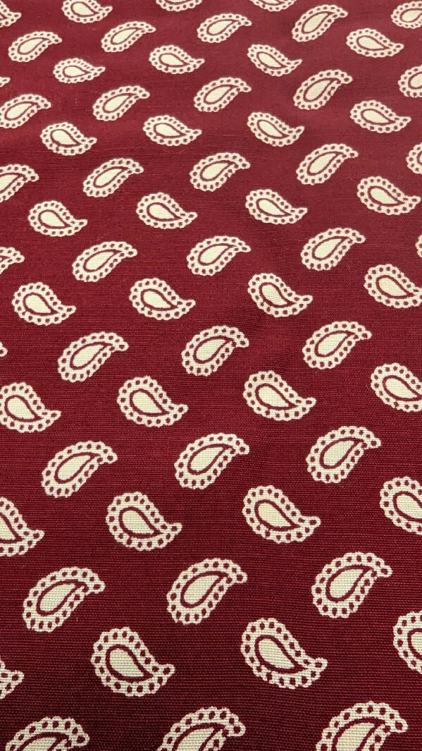 Brick Red/Cream Paisley Print Rayon Challis Woven Fabric 58"W - 2 yds