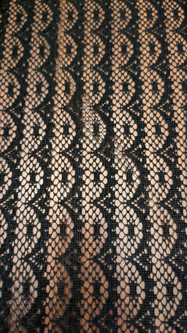 Black Non-Stretch Scallop Lace - 60"W x 66"L