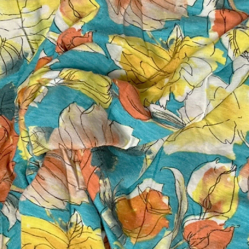 Tissue Weight Floral Rayon Jersey Knit - 2.25 Yds