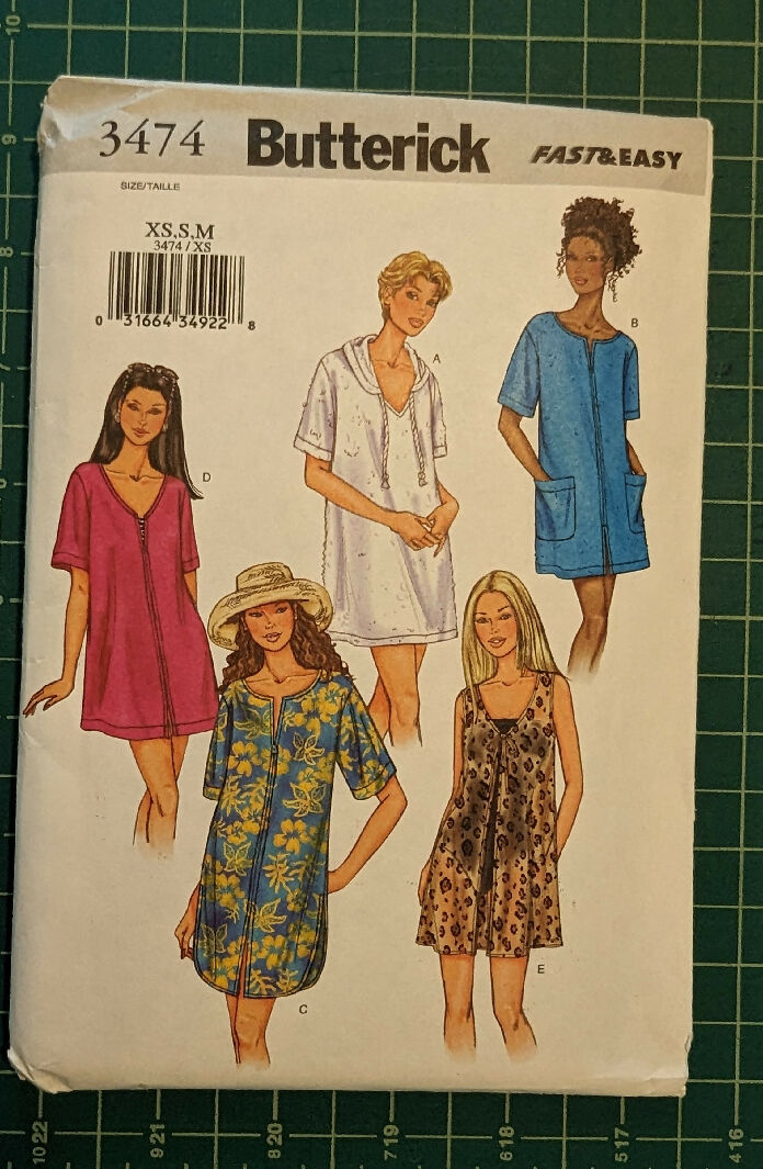 Butterick 3474 Fast & Easy Misses Swimsuit Coverup Sewing Pattern Sizes XS-M