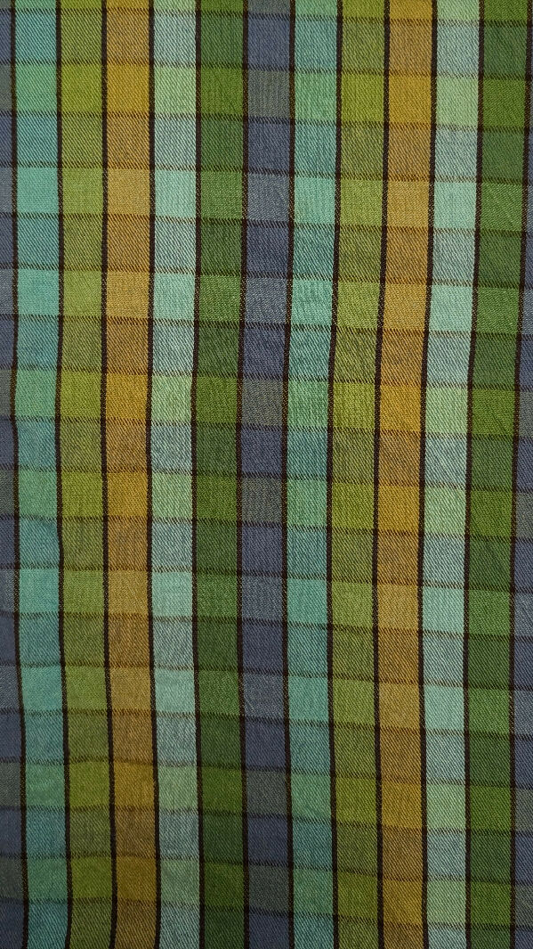 VTG Aqua/Green/Blue Yarn Dyed Check Print Twill Woven Fabric 36"W - 2 3/4 yds