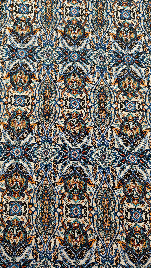 Multicolor Damask Print DTY Knit Fabric 62"W - 2 yds+