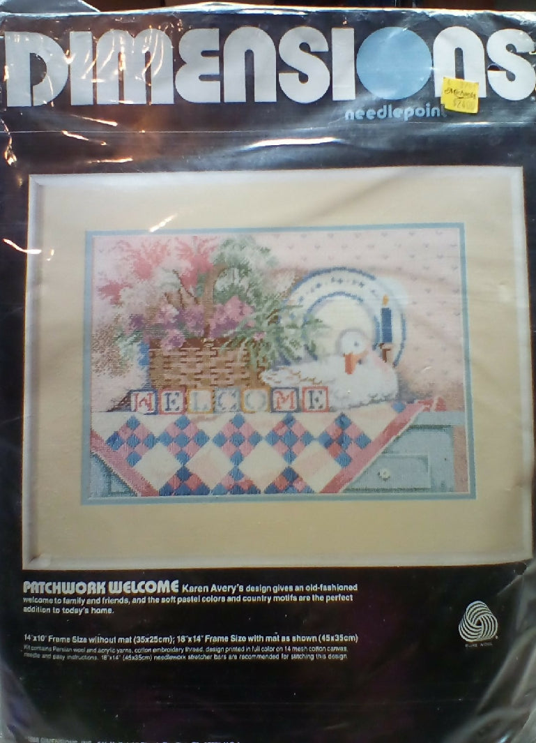 Dimensions Needlepoint Kit 2346: Patchwork Welcome. NIB