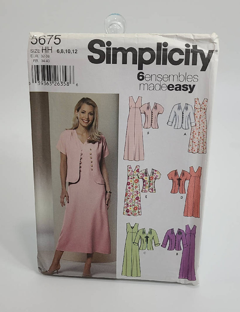 Simplicity Pattern 5675 Misses Dress, Jacket Size 6, 8, 10, 12