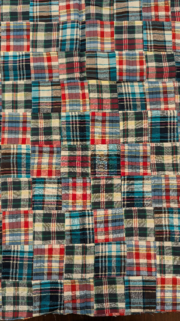 Multicolor Patchwork Madras Plaid Woven Fabric 45"W - 1 3/4 yds+