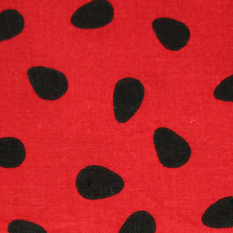 Cotton Fabric, Red Watermelon with Black Seeds, 42” x 36”