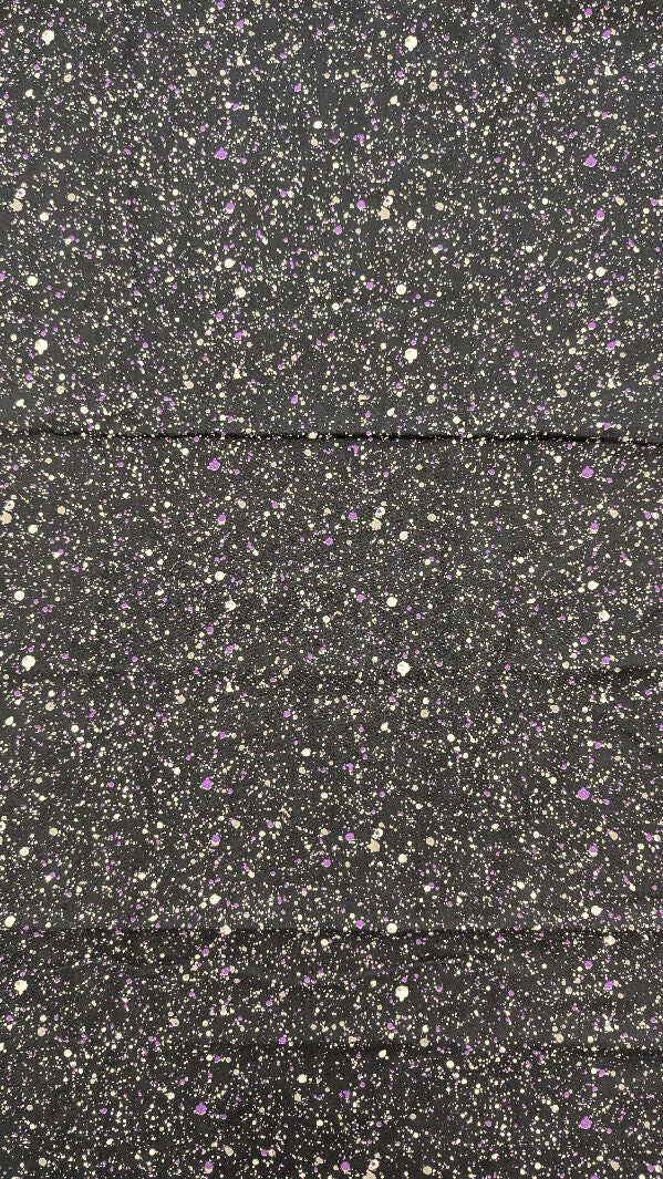 Black/Purple/Gray/White Splatter Paint Print Quilting Cotton 44"W - 1 yd+