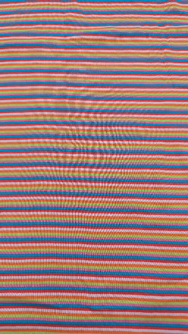 Sorbet Rainbow Striped Cotton Fine Rib Knit Fabric REMNANT 58"W x 31"L