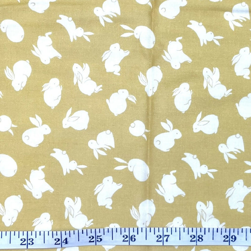 Golden Yellow Bunny Motif Quilting Cotton - 3 Yds