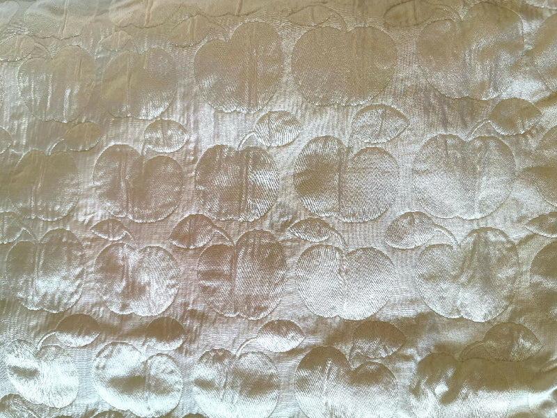 White Satin Quilted Brocade with Apples 3 Yards