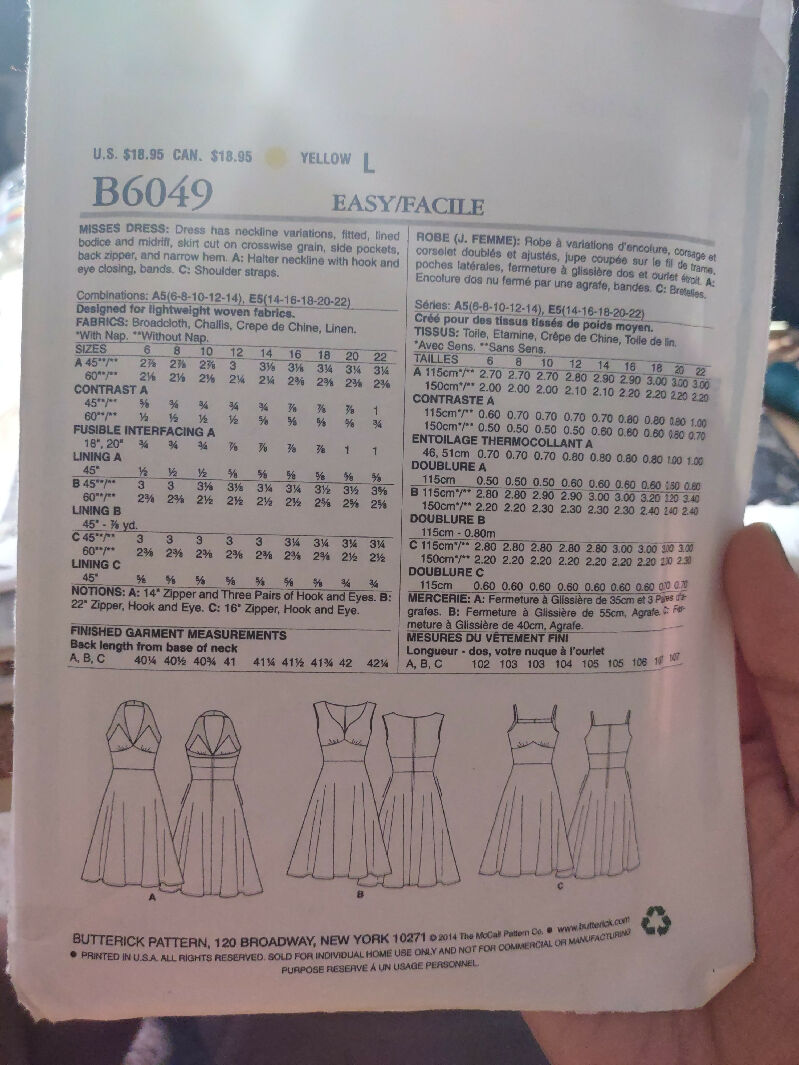 Butterick dress pattern B6049