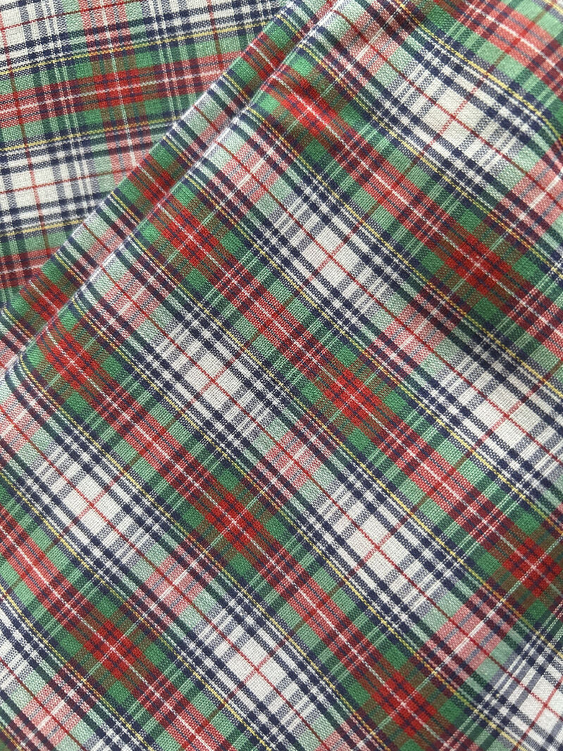 Vintage cotton red green plaid 4yds 45w