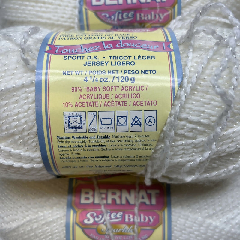 Bright White Bernat Softee Baby - 4 Skeins