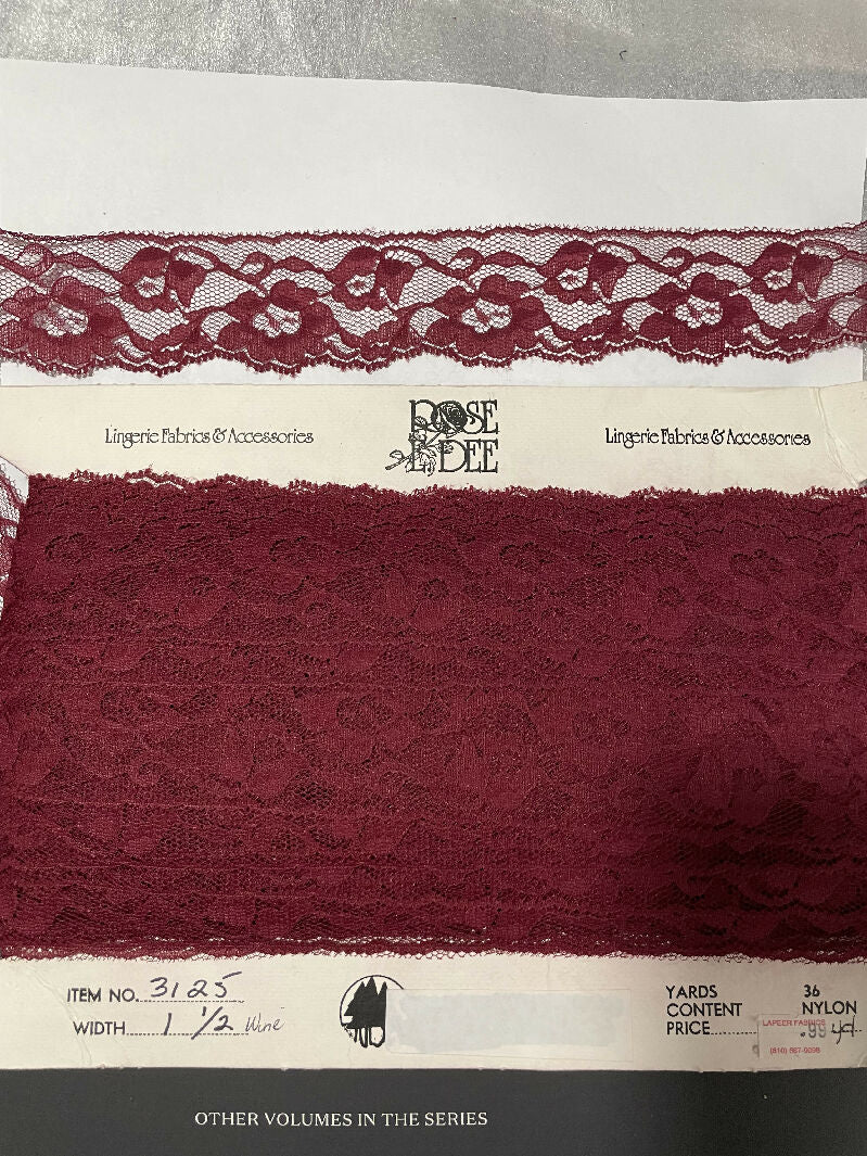 1 1/2" Wine-Red Flat Lace Galloon