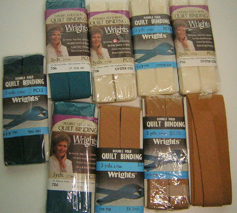 Wrights Double Fold Quilt Binding - 9 packs - 7/8 inch by 3 yds each