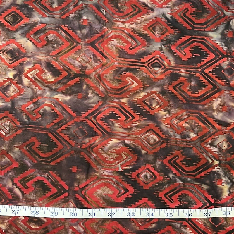 Red and Black Geometric Quilting Cotton - 4 Yds