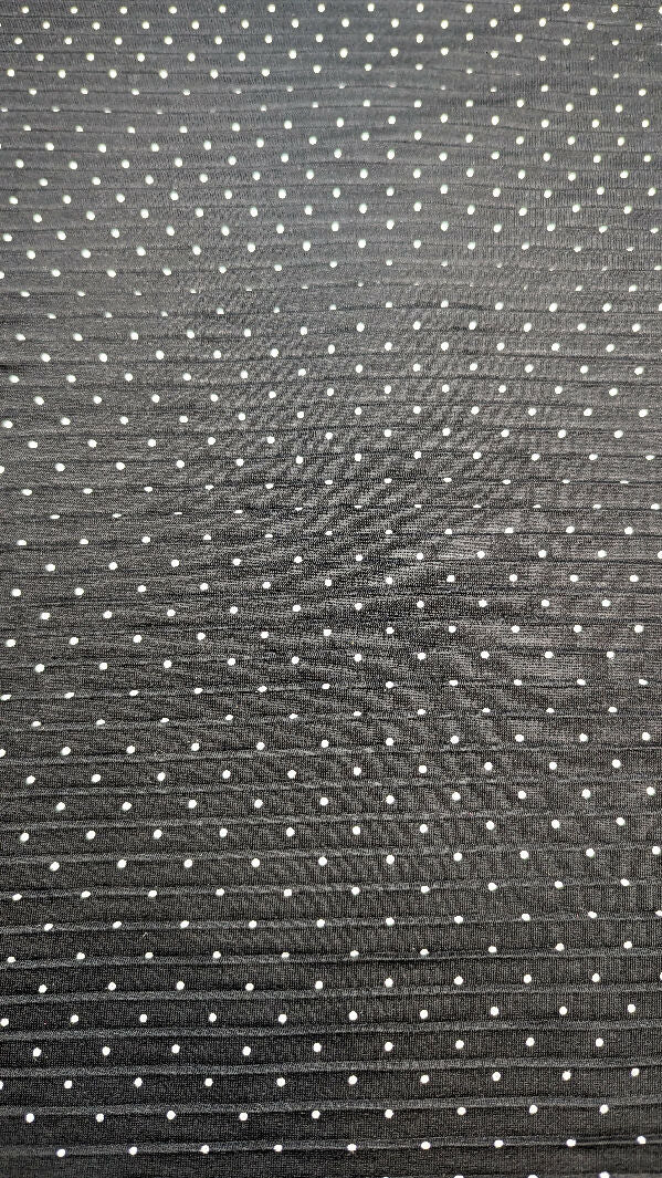 Black/White Polka Dot Pleated Knit Fabric 58"W - 1 1/2 yds+