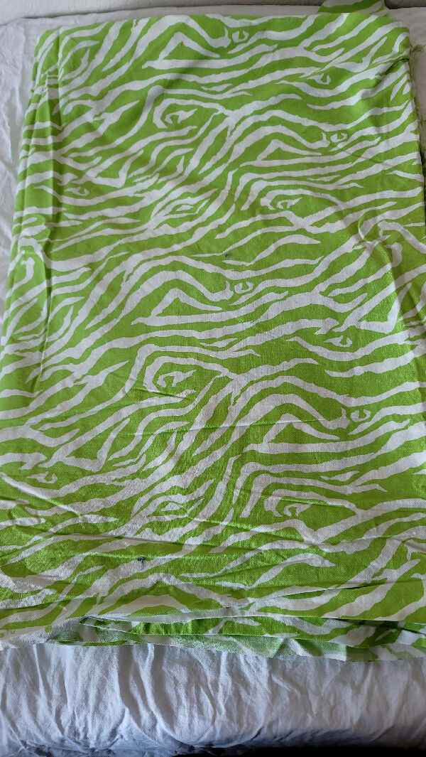 Green and White Zebra Print Cotton 2 2/3 Yards