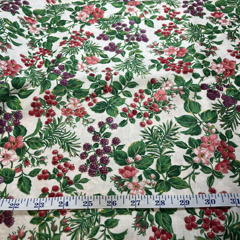 Concord Fabrics Floral and Berry on Cream Quilting Cotton - 6 Yds