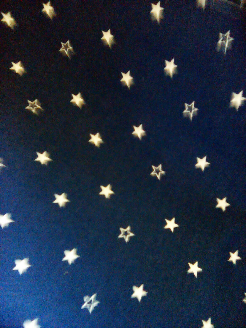 Cotton material, star design, 34" x 44", blue and white color