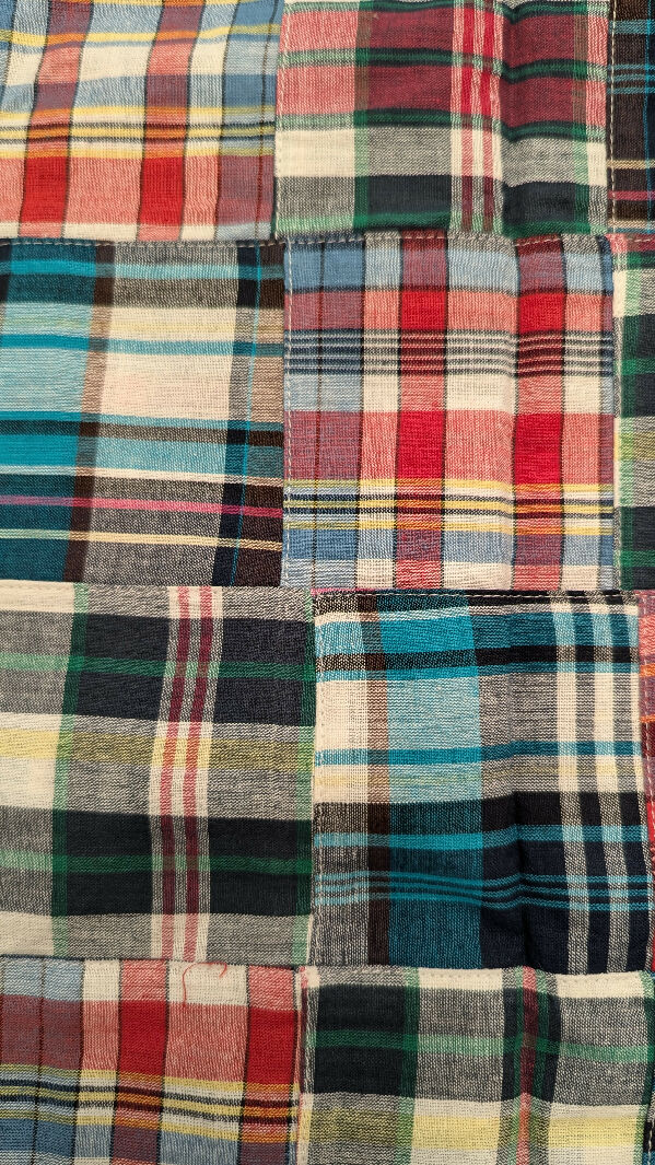 Multicolor Patchwork Madras Plaid Woven Fabric 45"W - 1 3/4 yds+