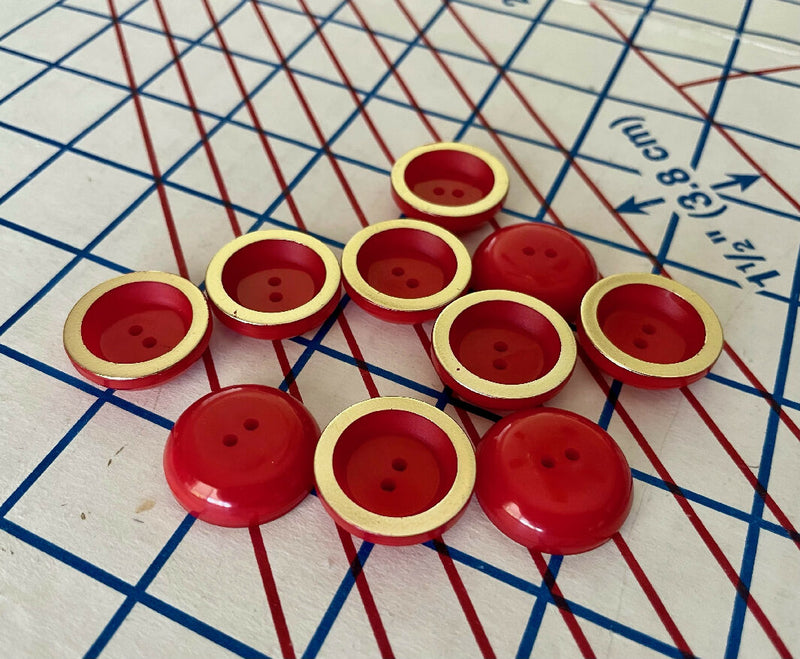 Vintage Red and Gold Plastic Buttons