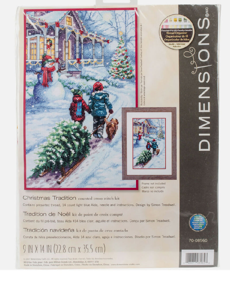 Dimensions Christmas Tradition Counted Cross Stitch Kit 9"X14" Floss Fabric NWT