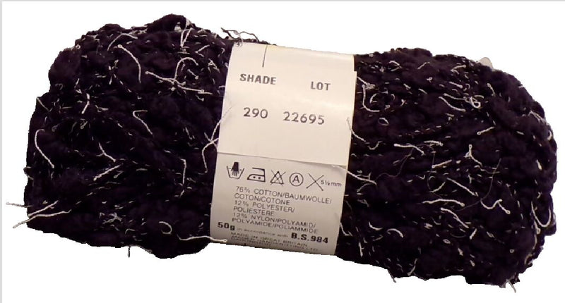 Jaeger Beach Cotton, Black, Discontinued Slubby Yarn; Lot of 7