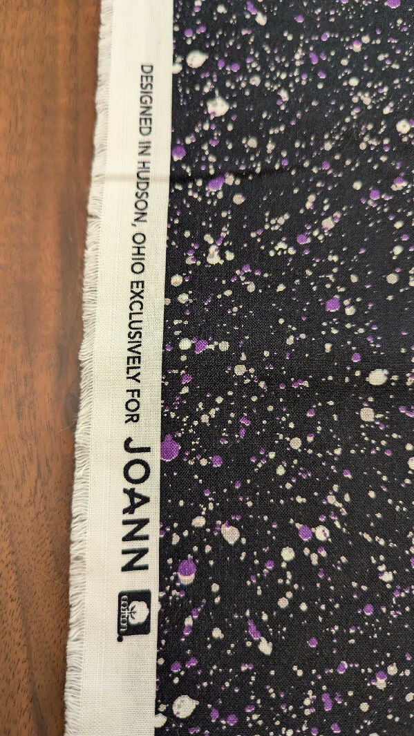 Black/Purple/Gray/White Splatter Paint Print Quilting Cotton 44"W - 1 yd+