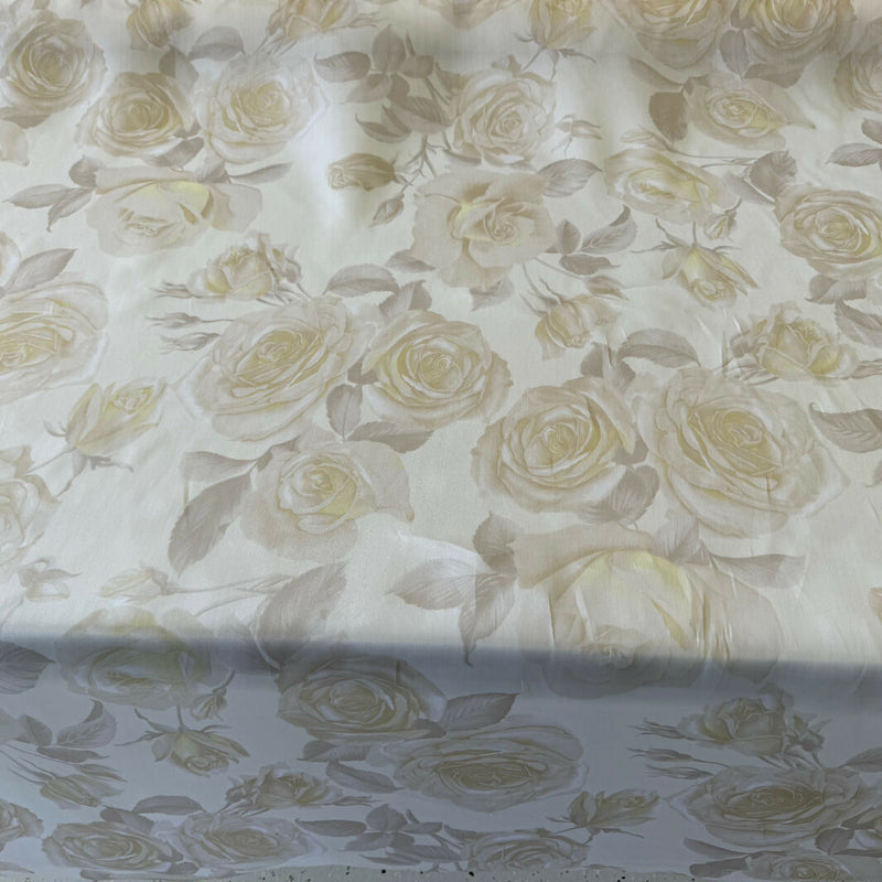 Cream, Taupe & Yellow Floral Pattern Silk Organza Woven - Yardage