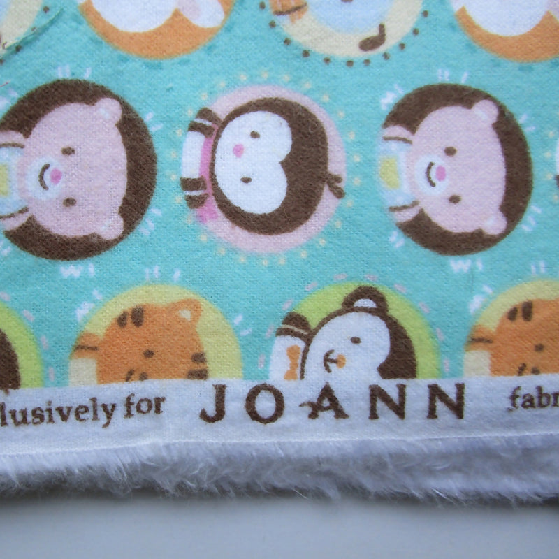 Cute Animals Cotton Flannel Fabric, 43" x 56"