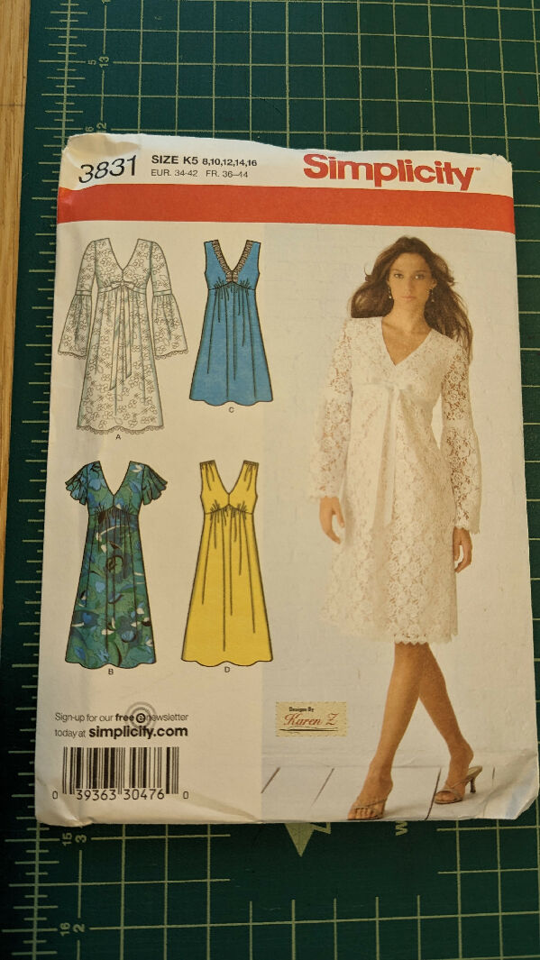 Simplicity 3831 Design by Karen Z Dress with Bodice Variations Sewing Pattern Sizes 8-16