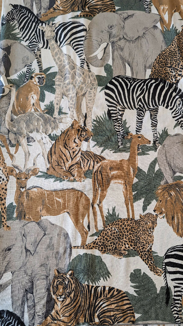 Safari Animals Print Cotton Woven Fabric 45"W - 3 yds