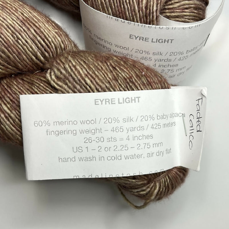 Madeline Tosh Eyre Light Yarn in Faded Calico - 3 Skeins