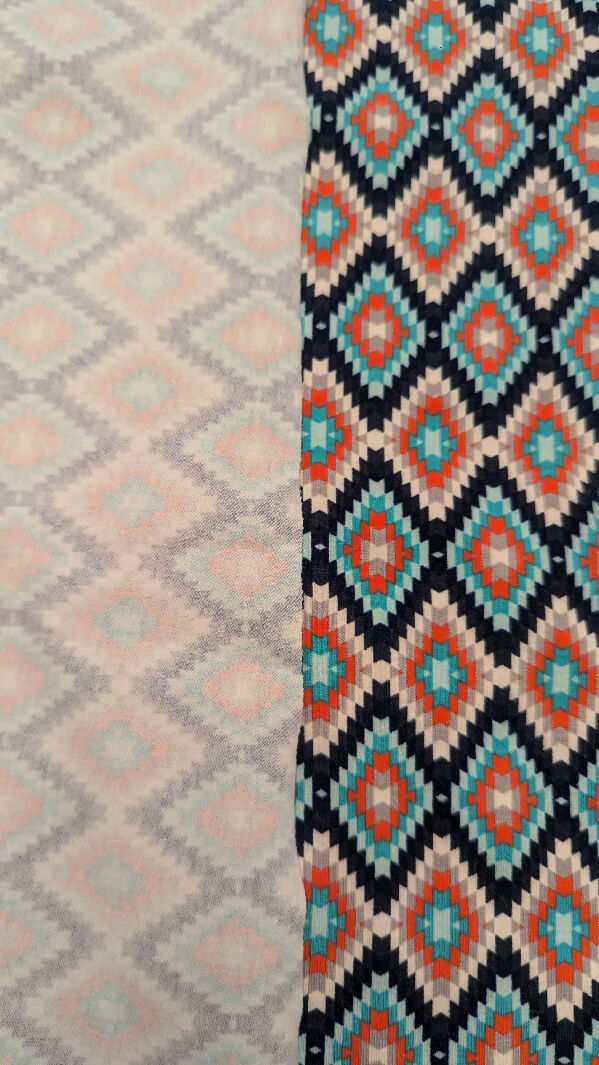 Art Gallery Fabric Multicolor Chevron Diamond Geometric Print Cotton Spandex Knit Fabric REMANANT 60"W - 1 yd