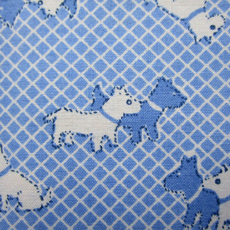 Quilting Cotton, Blue Plaid Scotty Dogs, Two Pieces