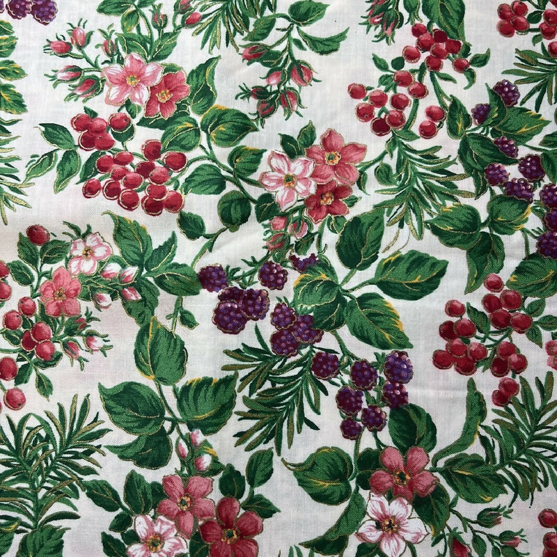 Concord Fabrics Floral and Berry on Cream Quilting Cotton - 6 Yds