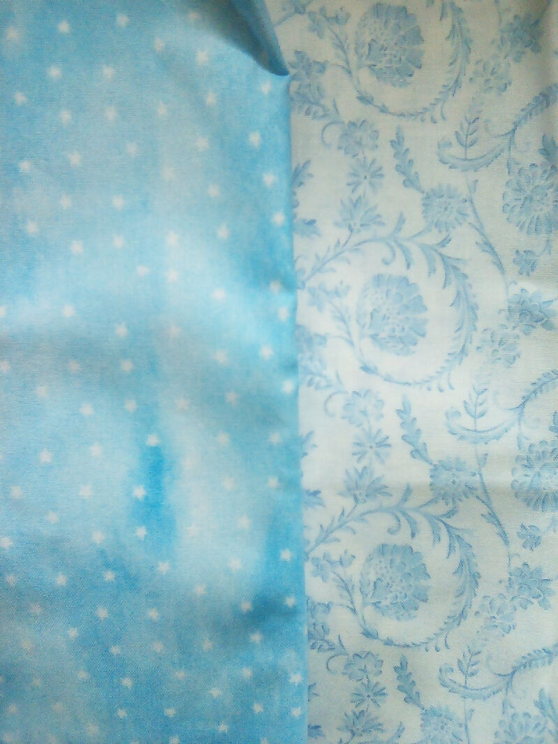 Cotton material, blue, pink color, flower, bee designs, 9in x 43in all 8 pieces, fabric, quilting
