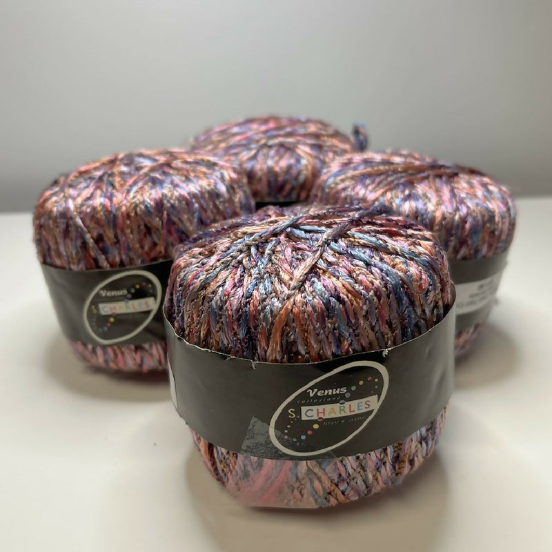 Stacy Charles Viscose Yarn in Metalic Pinks and Blues - 4 Balls
