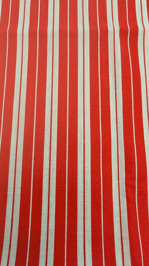 Red/White Stripe Print Quilting Cotton 45"W x 39"L