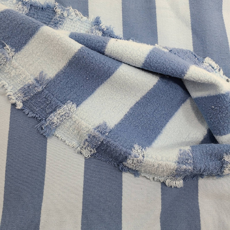 Blue Stripe Sweatshirt Fleece Fabric 1 3/4 yard