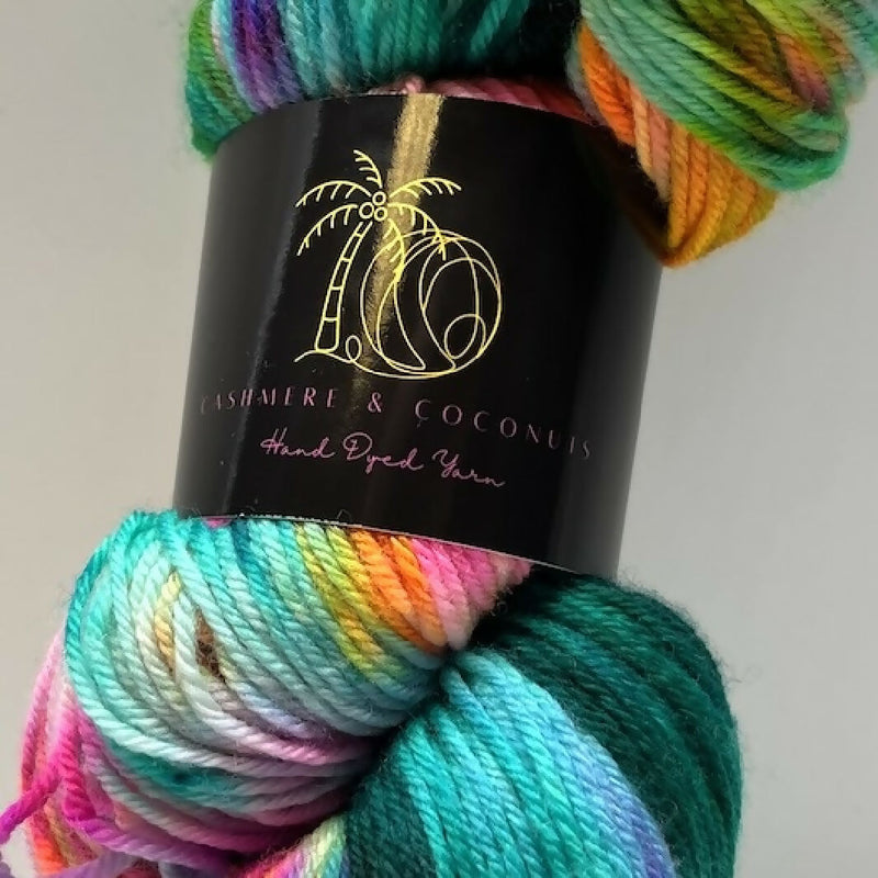 Cashmere and Coconuts MCN Sock in Guppy Colorway - 1 Skein