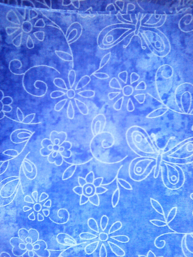 Cotton material, dragonfly, butterfly, flower, heart designs, purple colors, 9" x 43"