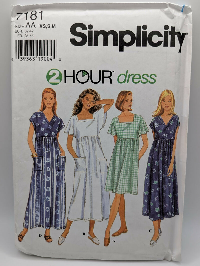 VTG Simplicity 7181 2-Hour Dress Pattern Sizes XS-M