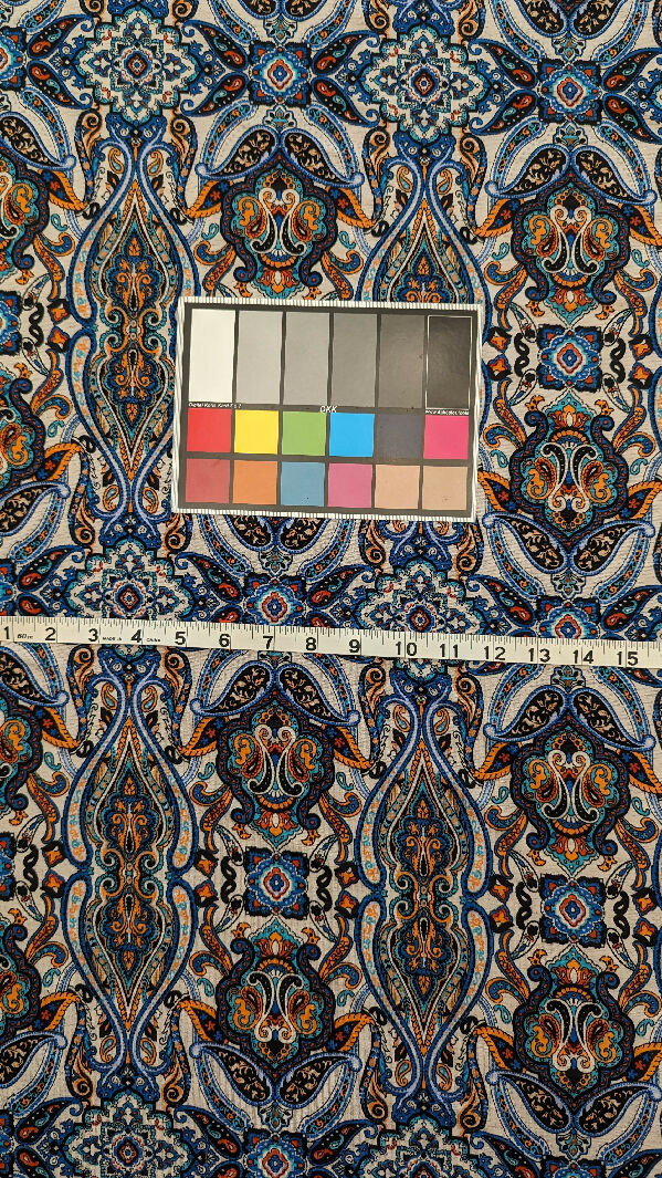 Multicolor Damask Print DTY Knit Fabric 62"W - 2 yds+