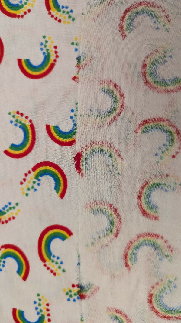 White Rainbow Print Cotton Jersey Knit Fabric REMNANT 65 W 1 yd Destashify