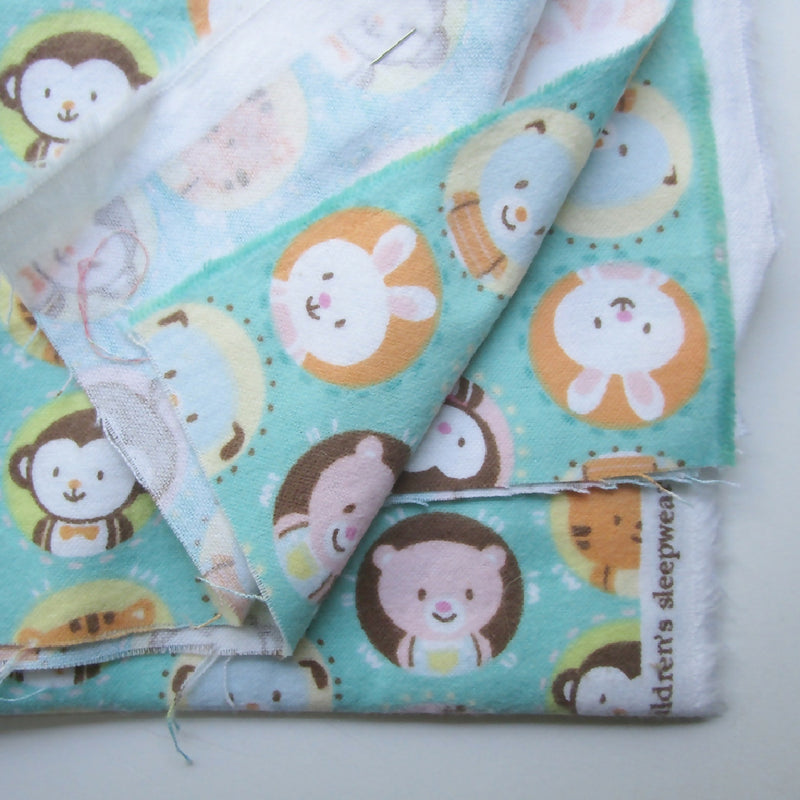 Cute Animals Cotton Flannel Fabric, 43" x 56"