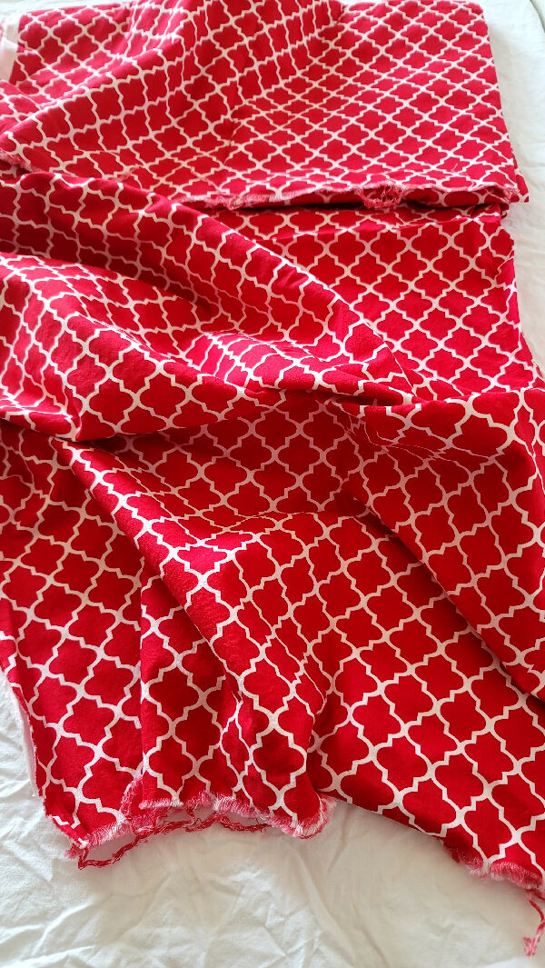 Red and White Print Cotton 2 2/3 Yards